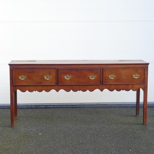 841 - Georgian large Dresser. Pronounced pediment with shaped frieze above plate rack with twin flanking l... 