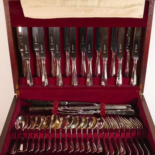 843 - J. N. Lowe, Cutlery canteen with hinged upper section and lower drawer. Appears to be complete with ... 