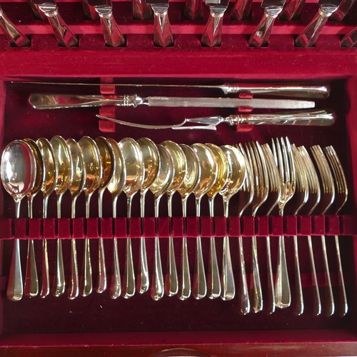 843 - J. N. Lowe, Cutlery canteen with hinged upper section and lower drawer. Appears to be complete with ... 