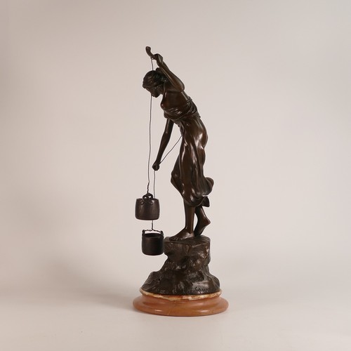 847 - Karl P. Kowalczewski (1865-1910) Art Nouveau figure of a female water bearer atop a marble base. Sig... 