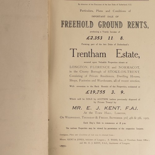 1011 - Two Trentham Estates Staffordshire Vol. 1 & 2 dated 1919 from the estate of the Duke of Sutherland t... 