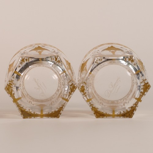 1052 - De Lamerie, two Robert Adams pattern crystal glass whisky tumblers. Both initialled 'VE'. Height: 9c... 