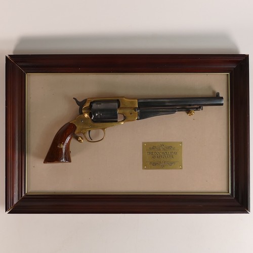 1069 - Franklin Mint, mounted reproduction Doc Holliday .45 Revolver together with framed trio of simulatio... 