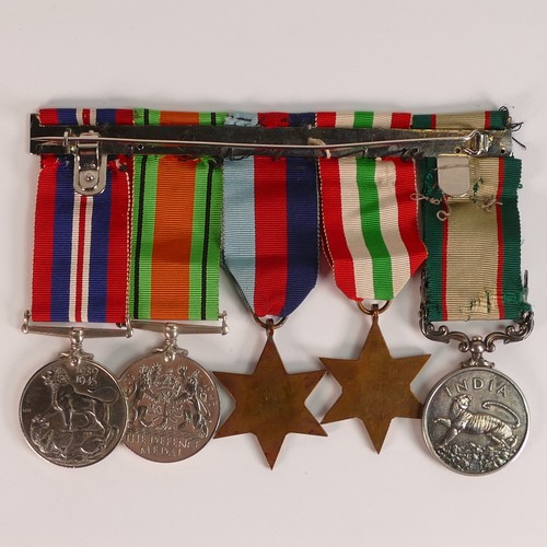 1079 - World War II / WWII Medals with corresponding ribbons to include clasp medal George VI Indian Genera... 