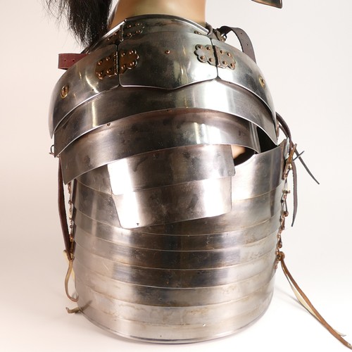 1081 - A life size replica Lorica Segmentata Roman breast plate together with Galea Centurion type helmet. ... 