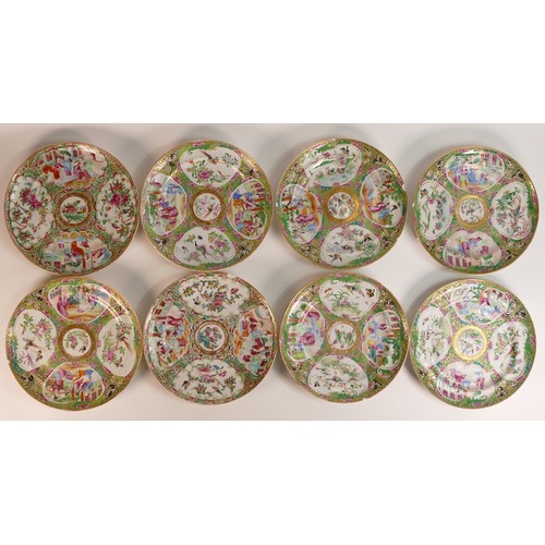 1088 - Late Qing Dynasty (1644–1911) Cantonese Famille Rose side plates. Decorated in polychrome enamels wi... 