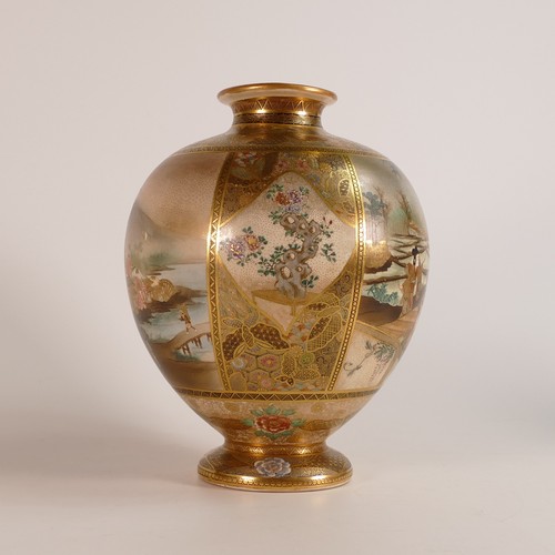 1097 - Matsumoto Hozan (active c.1900) Meiji Period (1868-1912) Satsuma porcelain globular footed vase with... 