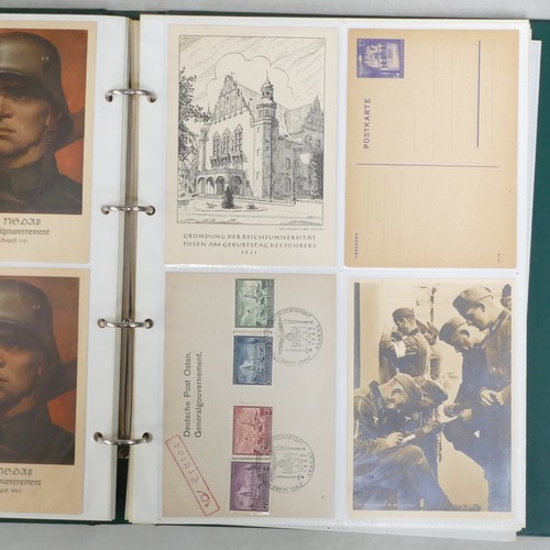 1171 - 6 x Albums of German WWII period postcards, letter cards etc., used and unused.  Low hundreds of car... 