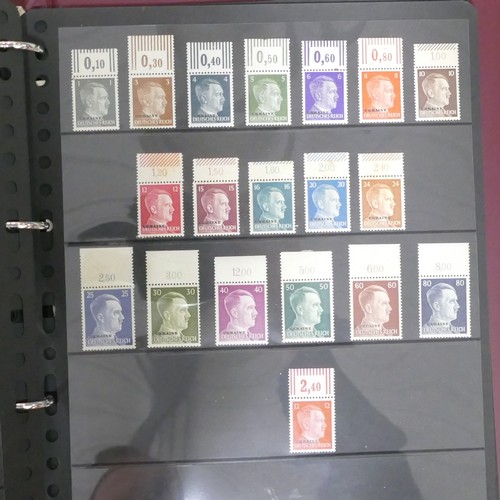 1174 - 4 x Albums of German WWII period - stamps with overprints, 2 albums only containing a few stamps / s... 