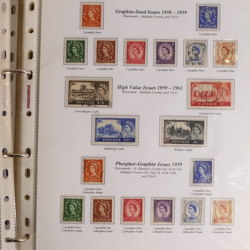 1185 - Three albums of stamps - QEII used & mint definitive issues from 1952 Wildings onwards, high values,... 