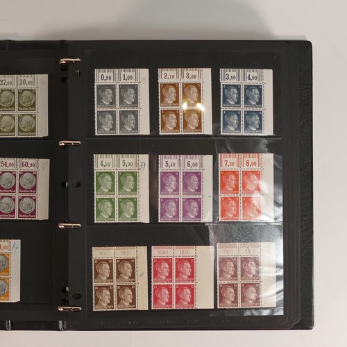 1188 - Album containing dozens of WWII period German stamps in mint blocks of 4.