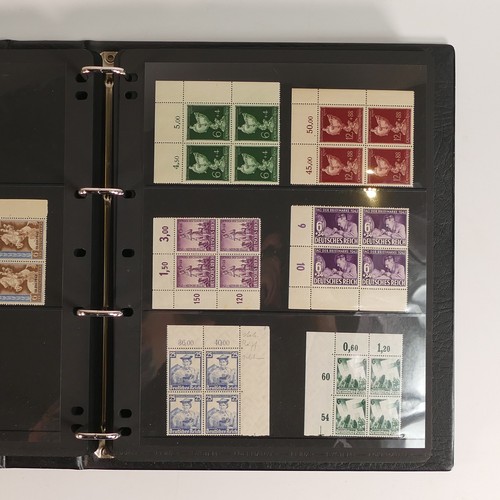 1188 - Album containing dozens of WWII period German stamps in mint blocks of 4.