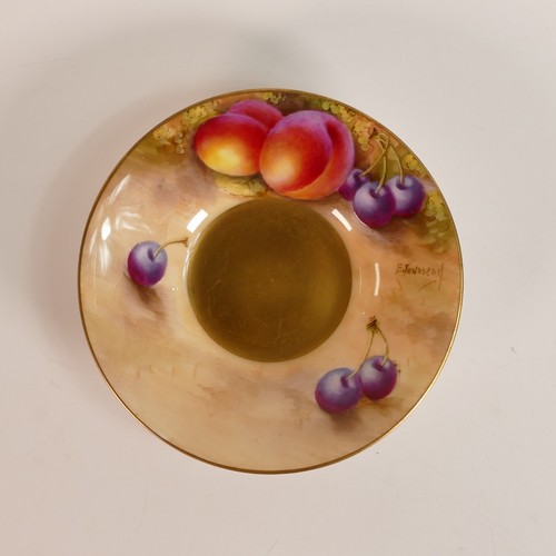 1274 - Royal Worcester gilded coffee can & saucer, hand painted with fruit signed Moseley and Townsend, puc... 