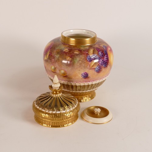 1281 - Royal Worcester potpourri jar & cover, hand painted with fruit by S Weston, shape 1286 s/s, h.21.5cm... 