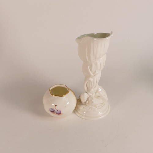 1283 - Royal Worcester small vase, hand painted with fruit by S Weston, shape G161, h.7cm and a Nautilus cr... 