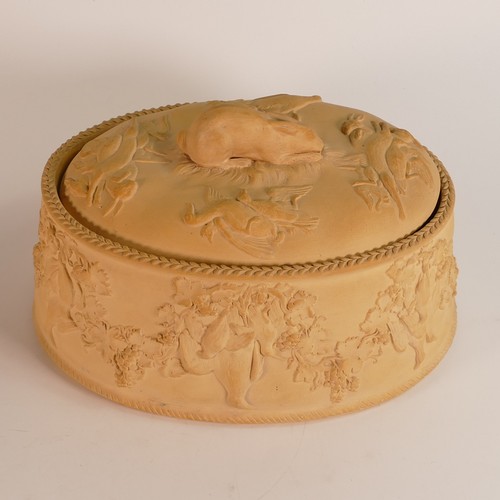 1346 - Wedgwood, Caneware Game Pie dish, moulded with game trophies interspersed with grape vine swags, fur... 