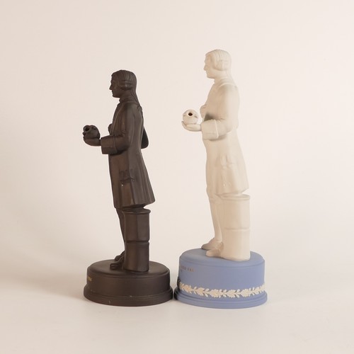 1354 - Wedgwood, models of Josiah Wedgwood in blue Jasperware and black Basalt. Both limited edition, blue ... 