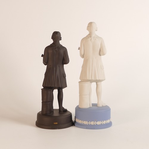 1354 - Wedgwood, models of Josiah Wedgwood in blue Jasperware and black Basalt. Both limited edition, blue ... 