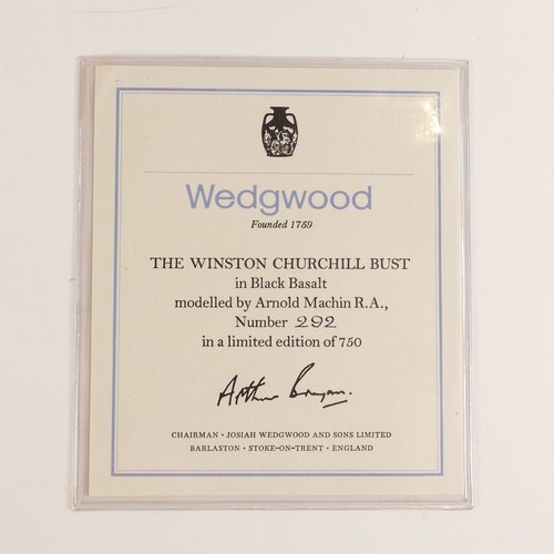 1357 - Wedgwood, black Basalt 'The Winston Churchill Bust'. Modelled by Arnold Machin R.A. Limited edition ... 