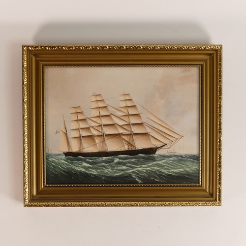 1360 - Wedgwood, two hand painted ship plaques depicting 'Great Republic' and 'Hurricane'. In gilt frames. ... 