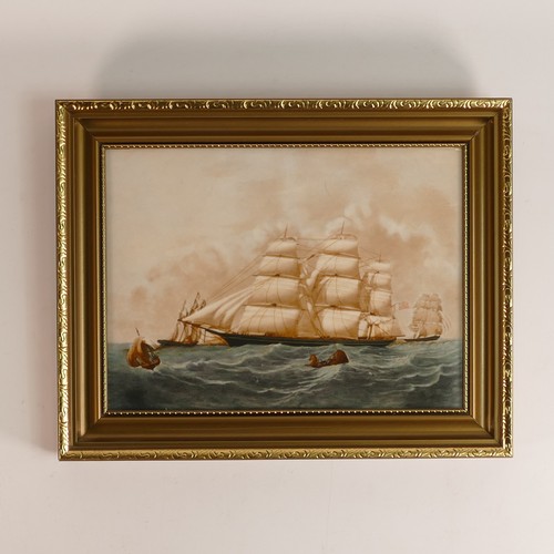 1360 - Wedgwood, two hand painted ship plaques depicting 'Great Republic' and 'Hurricane'. In gilt frames. ... 