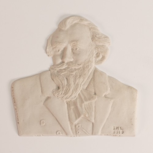 1402 - Wedgwood portrait of Johannes Brahms in white Jasper. Modelled by Michael Lowe at the master crafts ... 