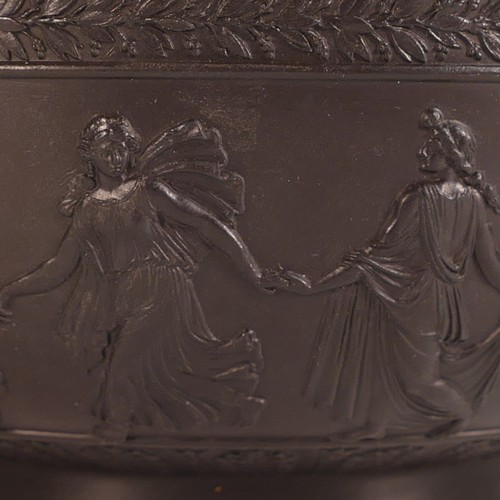 1406 - Early 20th century Wedgwood black Basalt prestige bowl, Neoclassical Dancing Hours decoration. Measu... 