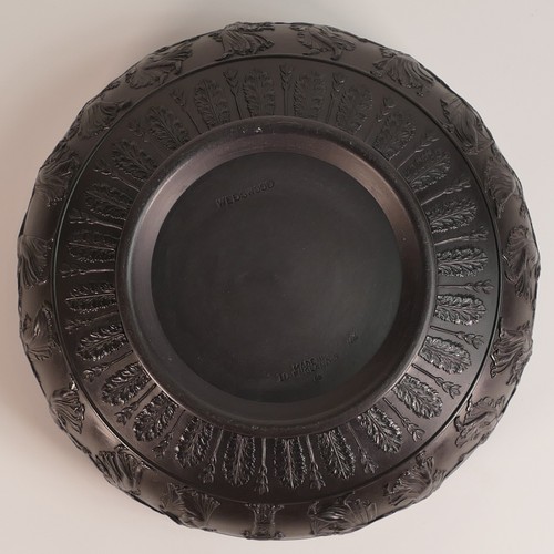 1406 - Early 20th century Wedgwood black Basalt prestige bowl, Neoclassical Dancing Hours decoration. Measu... 