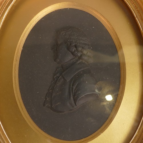 1410 - Wedgwood, black Basalt portrait medallion of Josiah Wedgwood. Height: 26cm Width: 19cm