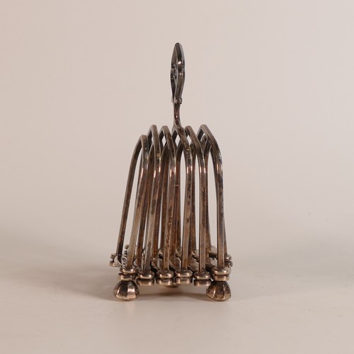 1416 - Silver Concertina Toast Rack, hallmarked for Birmingham 1887, makers mark JG, 248.5g.