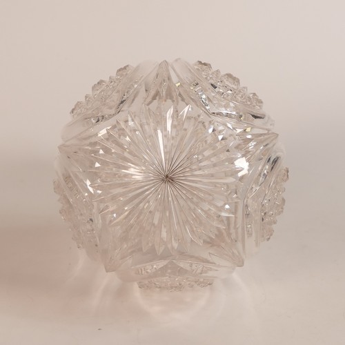 1417 - Victorian cut crystal and parcel-gilt sterling silver globular perfume bottle. Blank shield cartouch... 