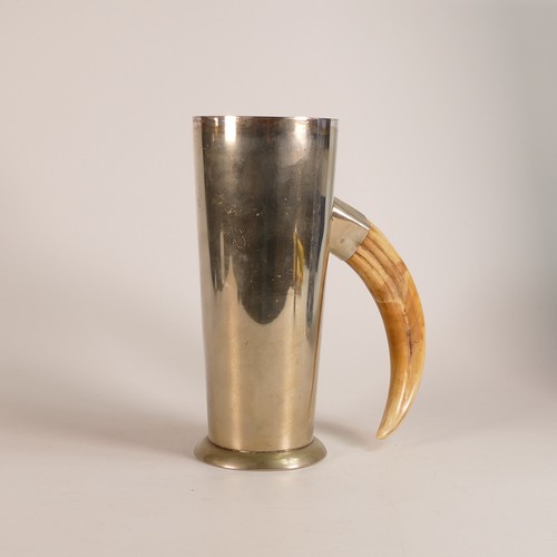 1418 - P. H. Vogel & Co., Silver plated large tankard with fitted boar tusk handle. Impressed 'P.H.V & Co.'... 