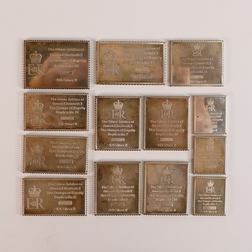 1428 - 13 x sterling silver stamps, part of an incomplete set, weight 248g.