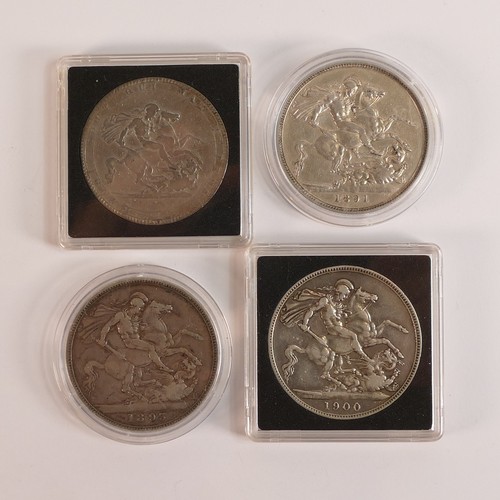 1430 - 4 x UK sterling silver crowns - 1819, 1891, 1893 & 1900 (4)