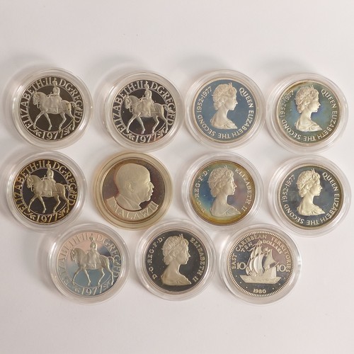 1464 - 11 x 1oz (28.28g) .925 sterling Silver coins, all cased, some certificates present (11)