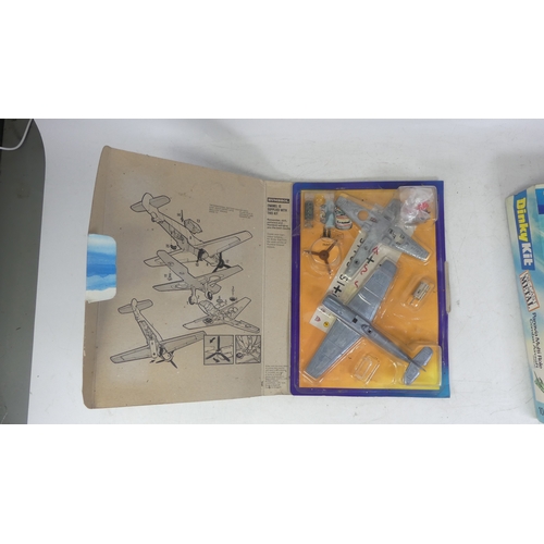 158 - Three Dinky Kits, Diecast Metal featuring 1042 Spitfire Mk.II, 1044 Messerschmitt Bf 109E and 1045 P... 