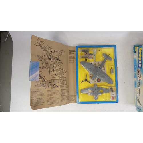 158 - Three Dinky Kits, Diecast Metal featuring 1042 Spitfire Mk.II, 1044 Messerschmitt Bf 109E and 1045 P... 