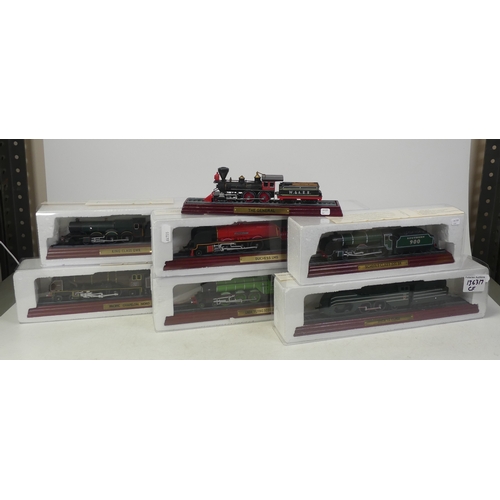 178 - A Selection of Seven Locomotives on wooden plinths to include Duchess LMS, SNCB 12 Class, LNER 