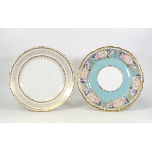 336 - Two Raised Gilt Porcelain Plates includes one Tuscan China and one Royal Stafford Hunting Themed Pla... 