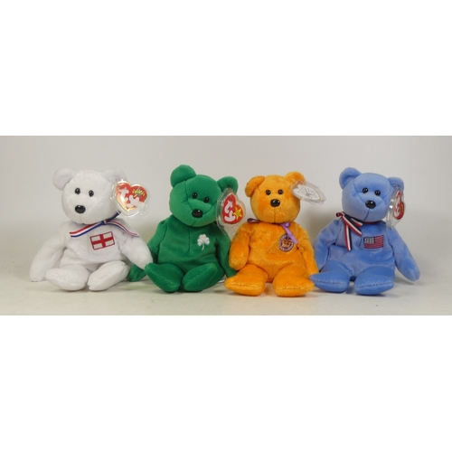 332 - Collection of Four TY Beanie Babies to include 2002 'The Queen's Golden Jubilee', 'England', 'USA' a... 