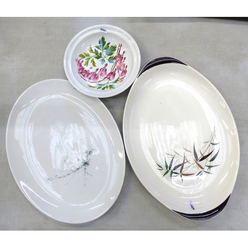 409 - Two large Royal Doulton oval platters in the Bamboo and Greenbrier patterns together with a Portmeir... 