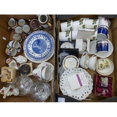 410 - Collection of ceramics and glassware to include Wedgwood Royal Wedding Crystal Tea Bell, Wedgwood Ce... 