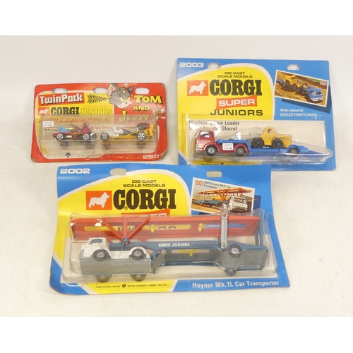 291 - Three Corgi Juniors to include Whizzwheels Tom & Jerry, Super juniors Machinery low loader & loadmas... 