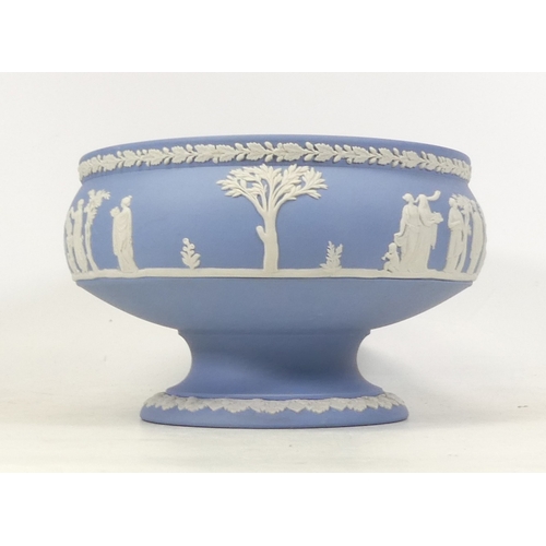 214 - Wedgwood, Blue jasperware footed fruit bowl