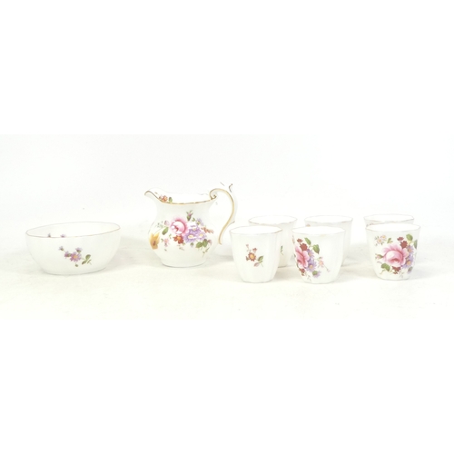 306 - Royal Crown Derby, Derby Posies pattern milk jug and bowl together with six small cups