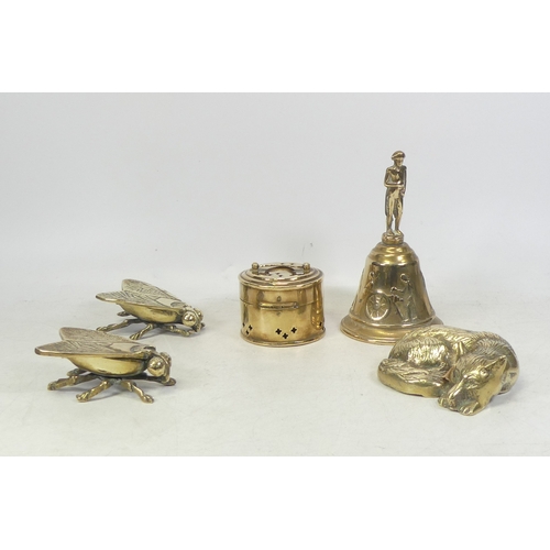 272 - A Collection of Brass Items inlcuidng Indian Spice Box, Insects, Bell and Fox