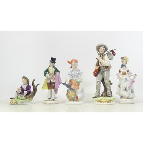 204 - Five Porcelain Figures, Herend Girl with Cockerel and four Capodimonte / Napoli examples (5)