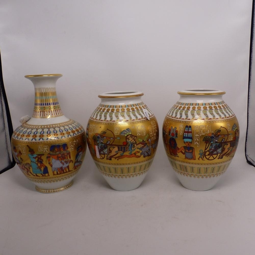 239 - Three Kaiser Porcelain vases in the Theben pattern, height of tallest 24cm (3).