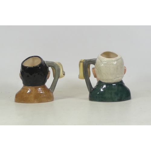 22 - Royal Doulton, Small Character Jugs Ronnie Corbett OBE D7133 and Ronnie Barker OBE D7144 (2)