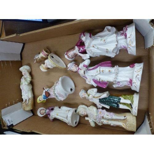 231 - A collection of 7 Victorian porcelain Ladies and gentlemans figures together with a Royal Doulton Bu... 